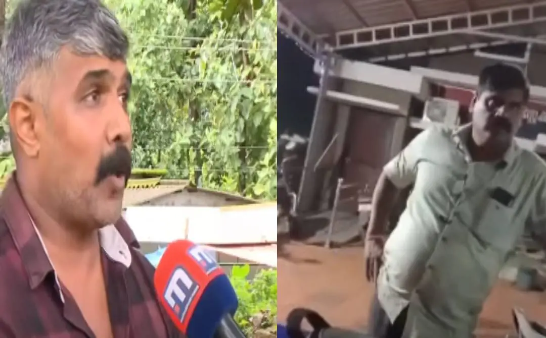 പരാതിക്കാരനായ അനൂപ്(ഇടത്ത്) അനൂപ് പുറത്തുവിട്ട പോലീസ് ഉദ്യോഗസ്ഥന്റെ ദൃശ്യം(വലത്ത്) | Screengrab: Mathruhbumi News