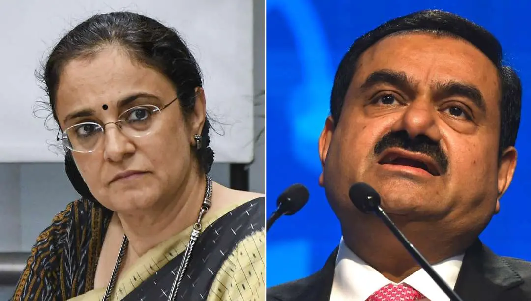 മാധബി പുരി ബുച്, അദാനി | Photo: AFP, PTI