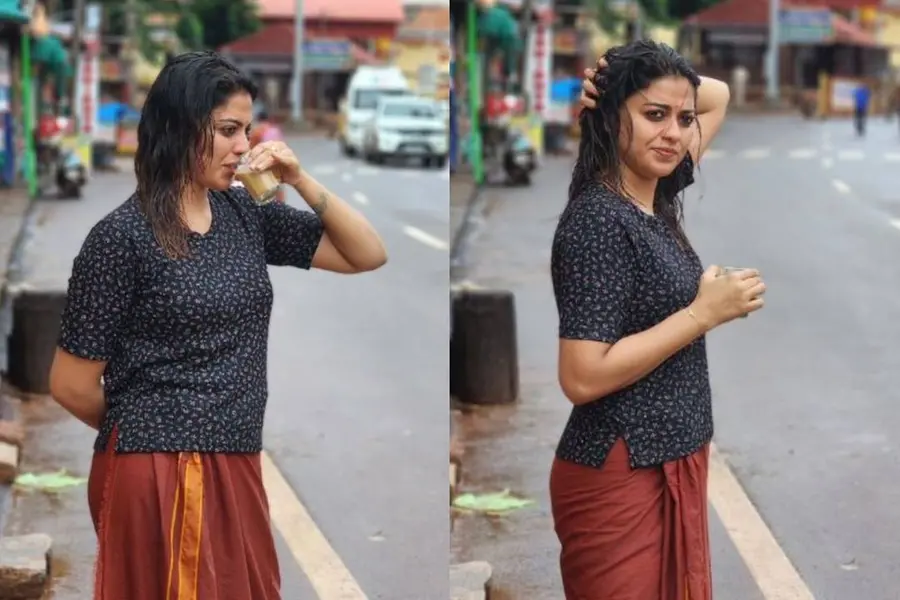 മുണ്ടുടുത്ത് റോഡരികില് നിന്ന് ചായ കുടിച്ച് അനുശ്രീ; 'എടാ മോനേ..' എന്ന് ലക്ഷ്മി നക്ഷത്ര