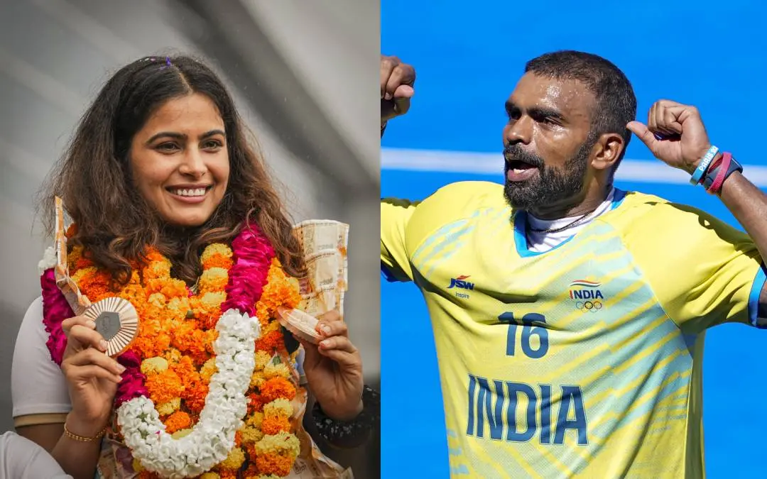 മനു ഭാക്കര്‍, പി.ആര്‍. ശ്രീജേഷ്‌ | PTI