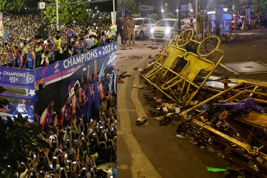 ഇന്ത്യയുടെ വിക്ടറി പരേഡിനിടെ തിരക്കില്‍പ്പെട്ട് നിരവധി പേര്‍ക്ക് പരിക്ക്, വാഹനങ്ങള്‍ നശിപ്പിച്ചു