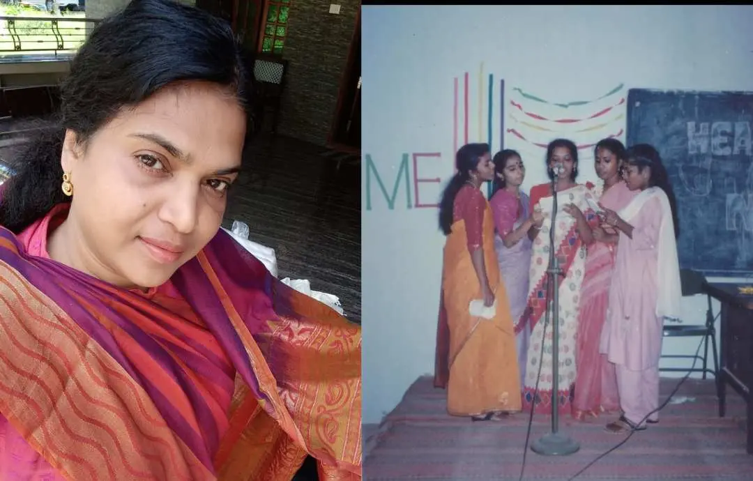ജസീന റഹീം (ഇടത്ത്), കോളേജ് ദിനാഘോഷ ചടങ്ങിൽ നിന്ന് (വലത്ത്)