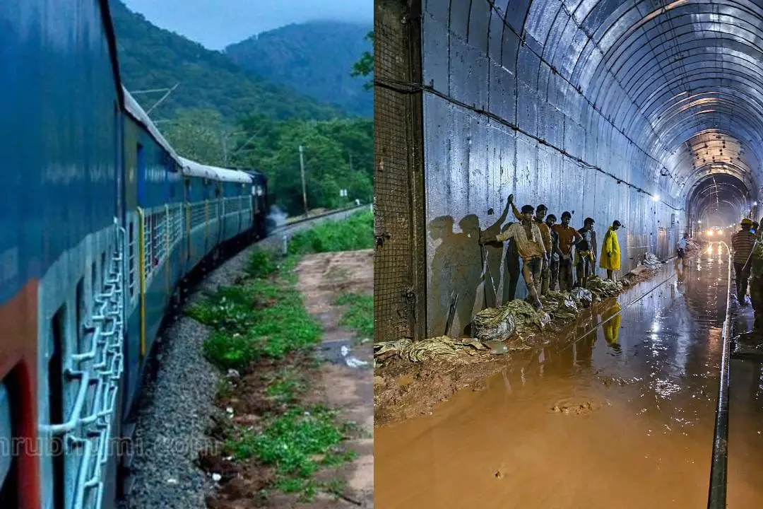 പ്രതീകാത്മക ചിത്രം, കൊങ്കൺ പാതയിലുള്ള ടണലിലുണ്ടായ വെള്ളകെട്ട്| ഫോട്ടോ: PTI