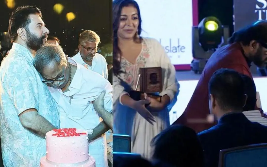 എം.ടിക്കൊപ്പം മമ്മൂട്ടി, ആസിഫ് അലിക്ക് ഹസ്തദാനം നൽകുന്ന ദുർഗ കൃഷ്ണ | photo: tk pradeep kumar/mathrubhumi, screengrab