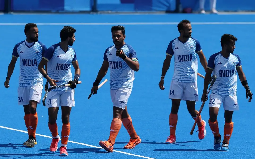 അര്ജന്റീനയ്ക്കെതിരായ ഗോള് നേട്ടം ആഘോഷിക്കുന്ന ഇന്ത്യന് താരങ്ങള് | AFP
