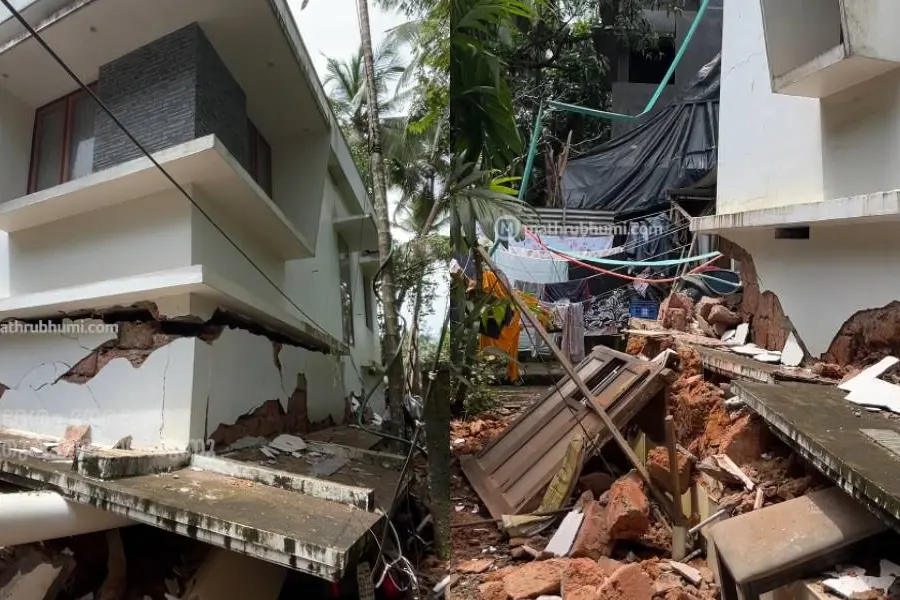 കോഴിക്കോട് ഒളവണ്ണയില് വീട് ഇടിഞ്ഞ് ഭൂമിക്കടിയിലേക്ക് താഴ്ന്നു; തലനാരിഴയ്ക്ക് രക്ഷപ്പെട്ട് കുടുംബം