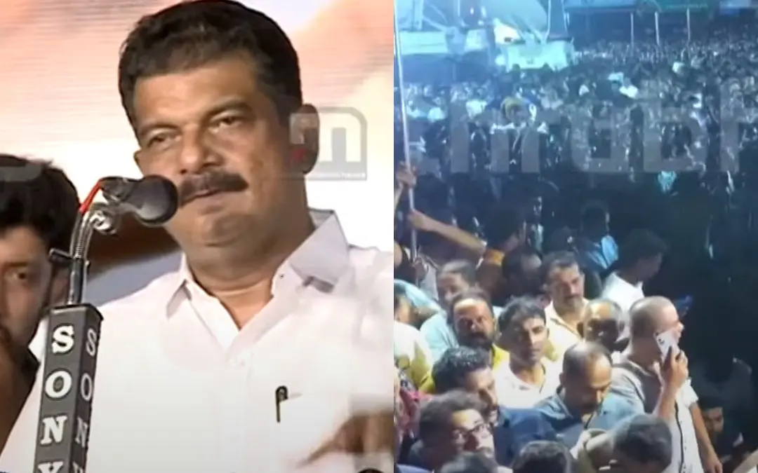 പി.വി അന്വര് നിലമ്പൂരിലെ പൊതുയോഗത്തില് സംസാരിക്കുന്നു