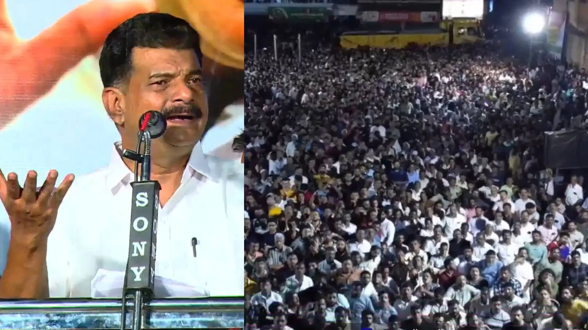 പി.വി. അൻവർ, തടിച്ചുകൂടിയ ജനക്കൂട്ടം | Photo: Screengrab