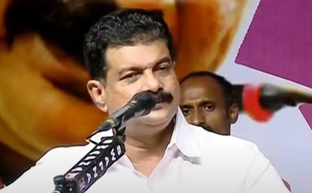 മഞ്ചേരിയിൽ ഡി.എം.കെ നയവിശദീകരണയോഗത്തിൽ പി.വി.അൻവർ എം.എൽ.എ സംസാരിക്കുന്നു | screengrab