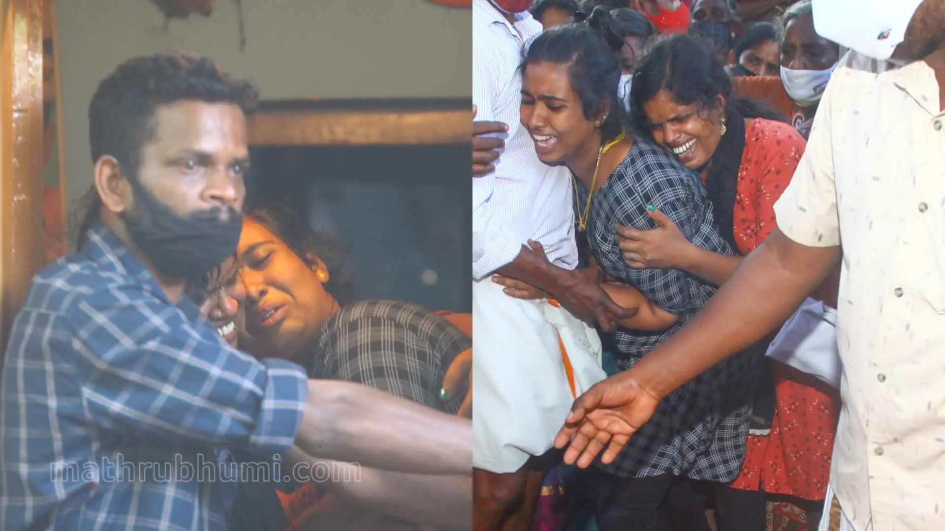 അനീഷിന്റെ മൃതദേഹം വീട്ടിലേക്ക് കൊണ്ടുവരുമ്പോൾ അലമുറയിട്ട് കരയുന്ന ഭാര്യ ഹരിതയും ബന്ധുക്കളും. അനീഷിന് വെട്ടേറ്റ് വീഴുമ്പോൾ കൂടെയുണ്ടായിരുന്ന സഹോദരൻ അരുൺ സമീപം | ഫയൽ ചിത്രം: മാതൃഭൂമി