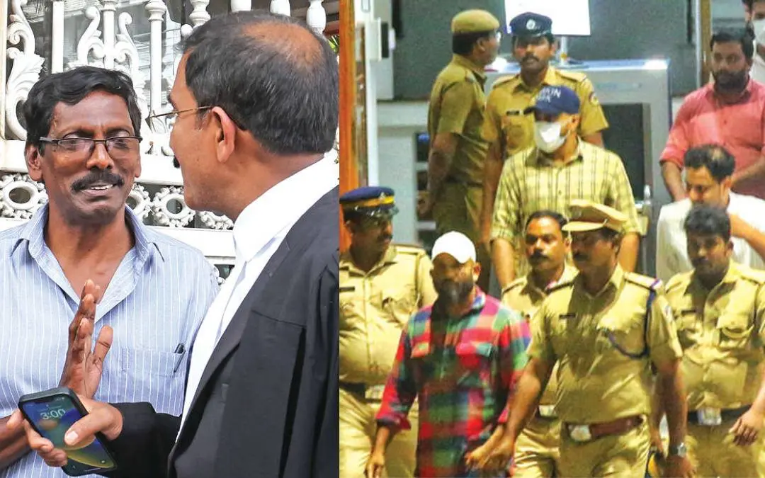പ്രതികൾക്ക് ഹൈക്കോടതി ജീവപര്യന്തം തടവുശിക്ഷ വിധിച്ചതറിഞ്ഞ് സ്പെഷ്യൽ ഗവൺമെൻറ്് പ്ലീഡർ അഡ്വ. എസ്.യു. നാസറിന് നന്ദി പറയുന്ന ഷിബിന്റെ അച്ഛൻ സി.കെ. ഭാസ്കരൻ,ഷിബിൻ വധക്കേസിൽ ജീവപര്യന്തം തടവിന് ശിക്ഷിക്കപ്പെട്ട പ്രതികളെ ചൊവ്വാഴ്ച രാത്രിയോടെ ഹൈക്കോടതിയിൽനിന്നും ജയിലിലേക്ക് കൊണ്ടുപോകുന്നു
