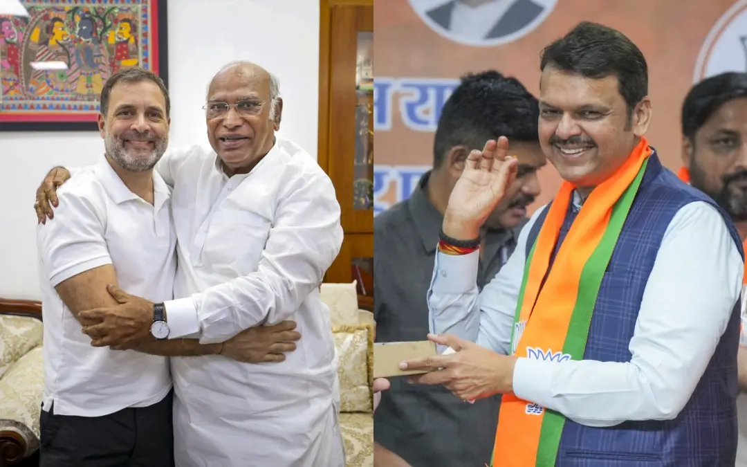 രാഹുല് ഗാന്ധിയും മല്ലികാര്ജുന് ഖാര്ഗെയും, ദേവേന്ദ്ര ഫഡ്നവിസ് | Photo: PTI