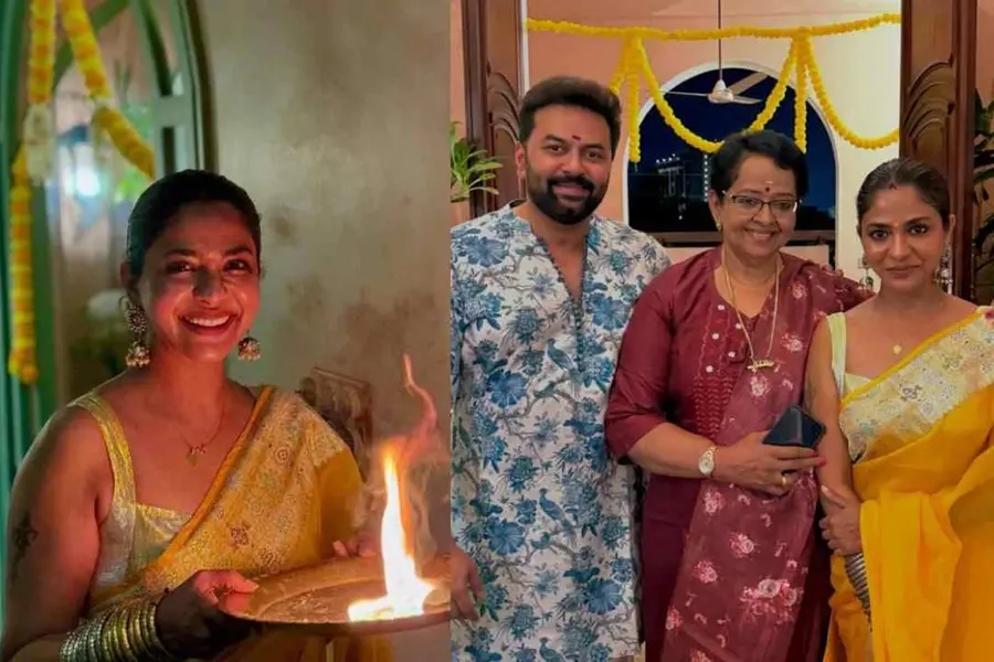 പുതിയ വീട്ടിലെ ദീപാവലി ആഘോഷം; മഞ്ഞ സാരിയില് സുന്ദരിയായി പൂര്ണിമ