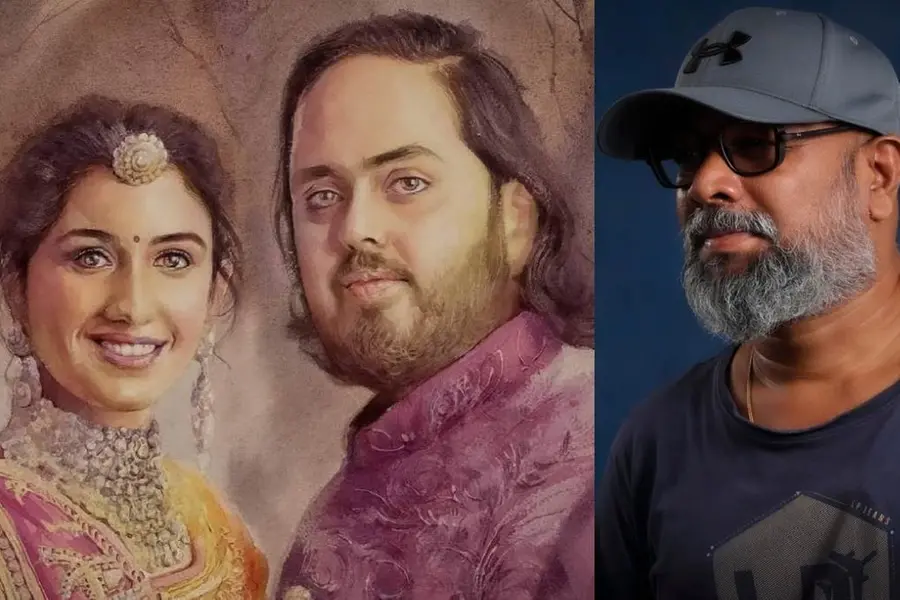സിങ്കപ്പൂരിലിരുന്ന് മലയാളി വരച്ചു, അംബാനിയുടെ വീട്ടിൽ അലങ്കാരമായി ഈ ഛായാചിത്രം