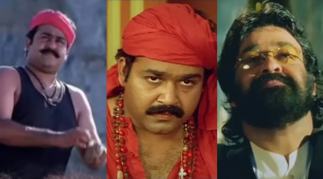 മോഹൻലാൽ സ്ഫടികം, മണിച്ചിത്രത്താഴ്, ദേവദൂതൻ തുടങ്ങിയ ചിത്രങ്ങളിൽ. Screengrab