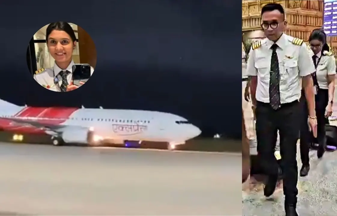 ട്രിച്ചിയില് വിമാനം തിരിച്ചിറക്കിയ ശേഷം പൈലറ്റുമാരായ ഫഹ്മി സൈനലും മൈത്രേയിയും വിമാനത്താവളത്തിന് പുറത്തേക്ക് വരുന്നു - photo: ani | ട്രിച്ചിയില് അടിയന്തരമായി ഇറക്കിയ വിമാനം - കടപ്പാട്: @TimesNow | ഇന്സൈറ്റില് മൈത്രേയി - കടപ്പാട്: @Punekar News