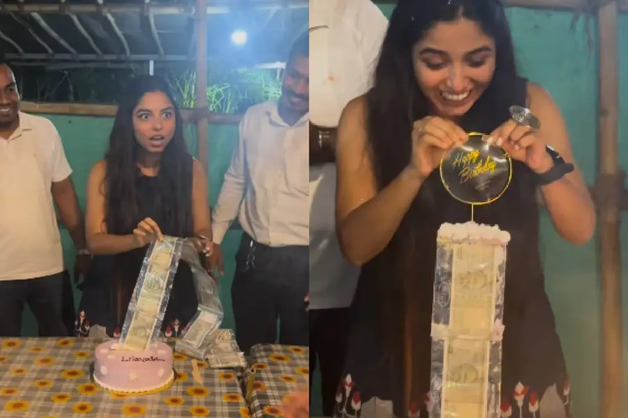 സുഹൃത്തുക്കളായാല്‍ ഇങ്ങനെ വേണം.. ബെര്‍ത്ത്‌ഡേകേക്കില്‍ നിറയെ 500 രൂപാ നോട്ടുകള്‍, ഞെട്ടി യുവതി