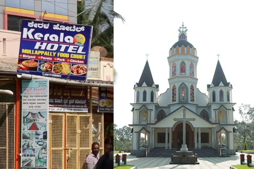 നരസിംഹ രാജപുരയിലെ കേരള ഹോട്ടലും പള്ളിയും | ഫോട്ടോ: നിഖിൽ ജോസഫ് / മാതൃഭൂമി ന്യൂസ്