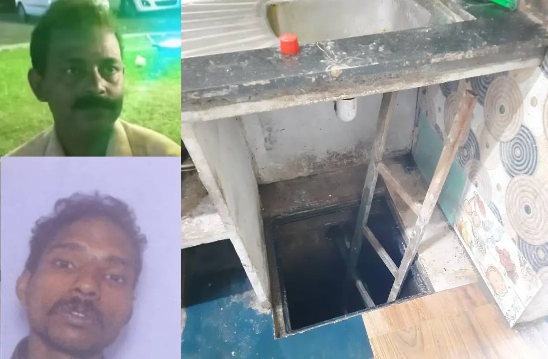 മരിച്ച ജിതേഷ്, സുനില്, അപകടം നടന്ന മാലിന്യ സംഭരണിയുടെ കവാടം