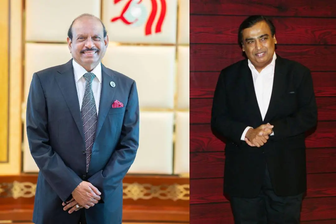 എം.എ യൂസഫലി, മുകേഷ് അംബാനി| ഫോട്ടോ: mathrubhumi, getty images