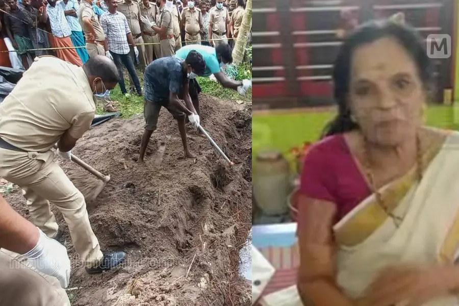 പോലീസ് നായ കുരച്ചു, ദമ്പതിമാരുടെ വീട്ടുവളപ്പിൽ മൃതദേഹം; 73-കാരിയെ കൊലപ്പെടുത്തിയത് സ്വർണത്തിനോ?