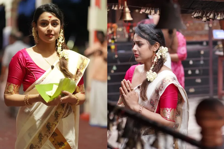 വലിയ പനയന്നാർകാവ് ദേവി ക്ഷേത്രത്തിൽ ദർശനം നടത്തി നടി മോക്ഷ
