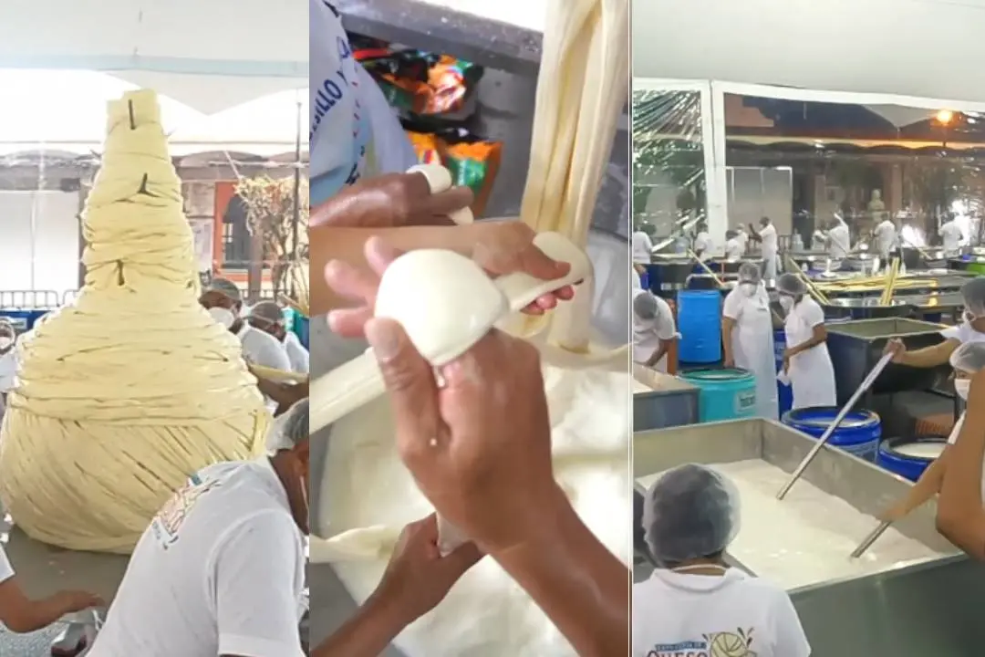 ഗിന്നസ് വേൾഡ് റെക്കോഡ്സ് പങ്കുവെച്ച സ്ട്രീങ് ചീസ് ബോൾ ഉണ്ടാക്കുന്ന വീഡിയോയിൽ നിന്ന്| ഫോട്ടോ: X/ @GWR