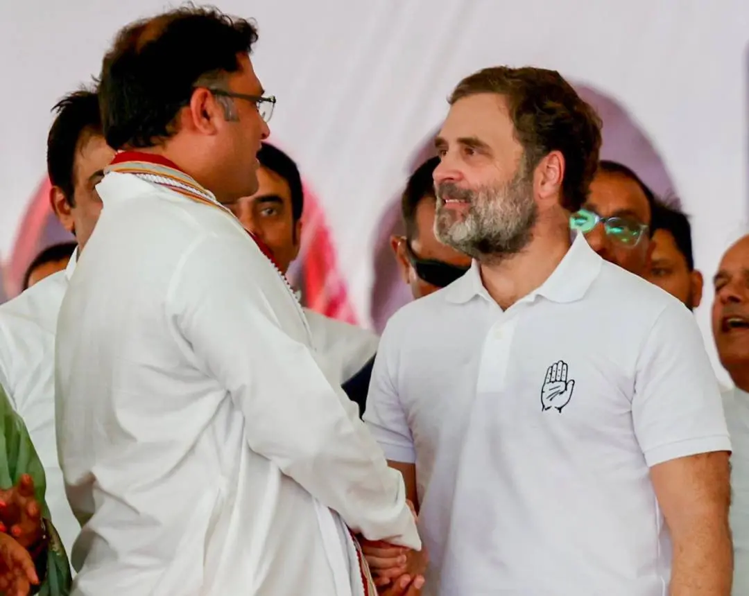 കോണ്ഗ്രസില് ചേര്ന്ന അശോക് തന്വാര് രാഹുല് ഗാന്ധിയോടൊപ്പം | Photo: PTI