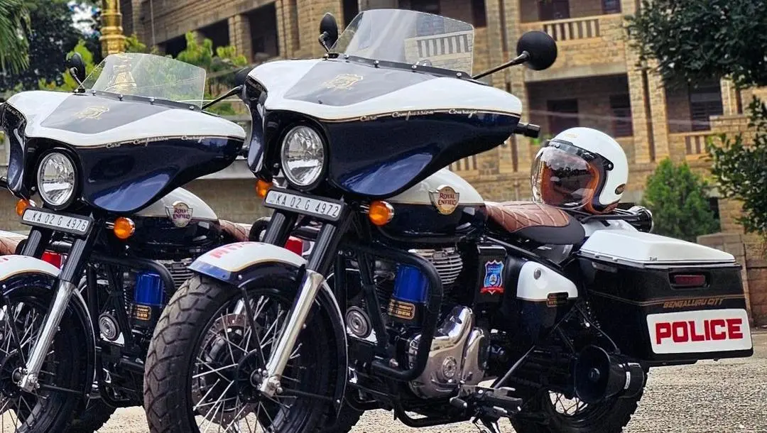 പോലീസ് സേനയുടെ ഭാഗമായി എത്തിയ റോയല് എന്ഫീല്ഡ് ബൈക്ക് | Photo: Instagram/Bulleteer Custom Motorcycles.