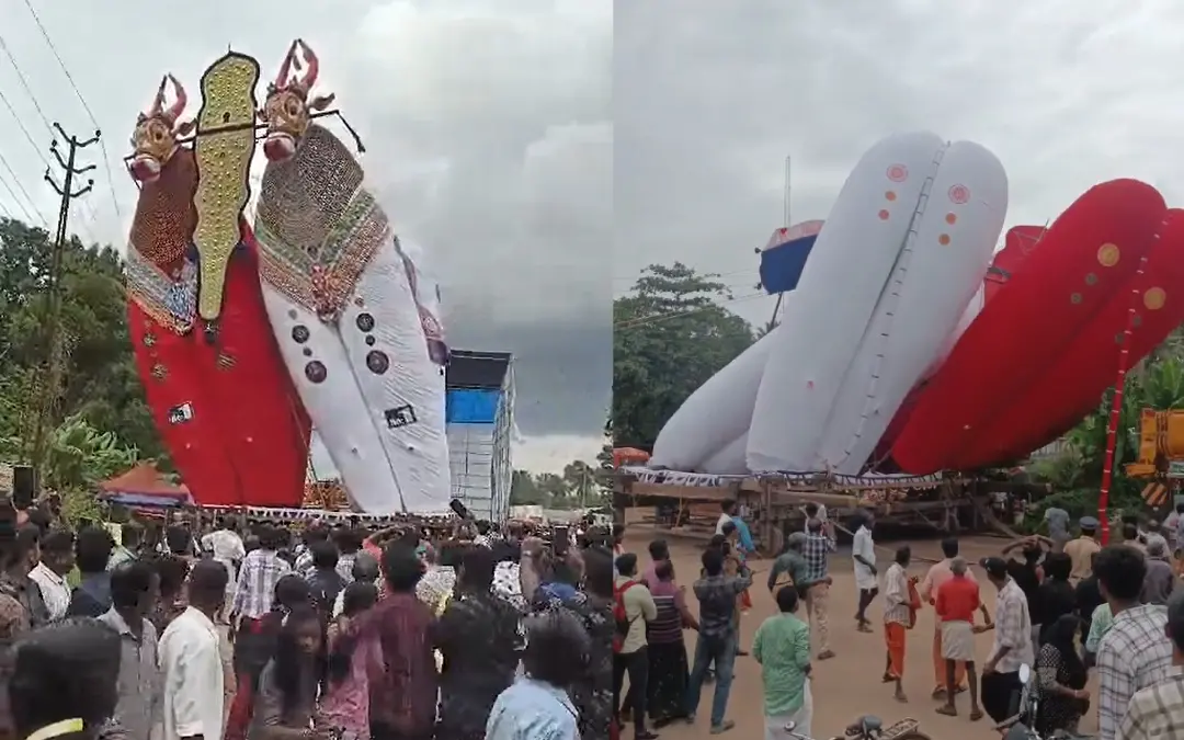 കെട്ടുകാള മറിയുന്നതിന്റെ ദൃശ്യങ്ങള്