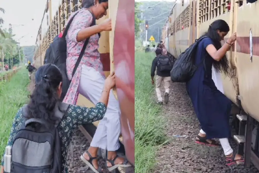 കഠിനം ഈ തീവണ്ടിക്കയറ്റം! വേളിയില് തീവണ്ടിയില് കയറിപ്പറ്റാന് യാത്രക്കാരുടെ പെടാപ്പാട്