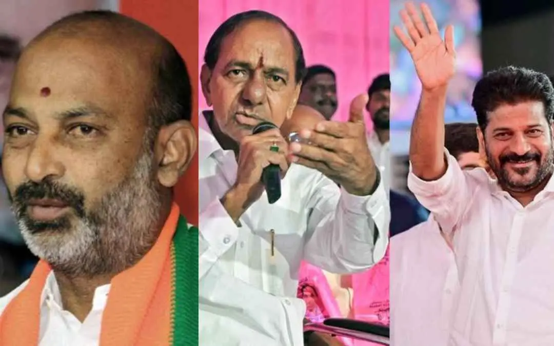 ബണ്ടി സഞ്ജയ് കുമാർ, കെ. ചന്ദ്രശേഖര് റാവു, രേവന്ത് റെഡ്ഡി | Photo: ANI