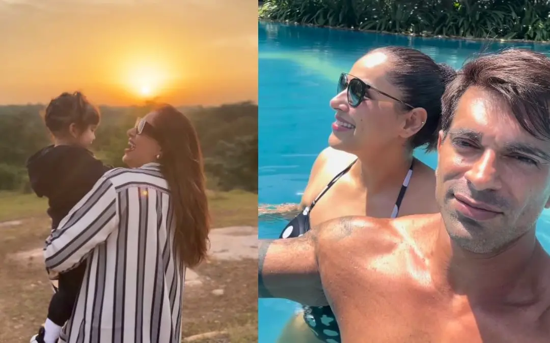 ബിപാഷ ബസു മകള് ദേവിക്കും ഭര്ത്താവ് കരണ് സിങ് ഗ്രോവറിനുമൊപ്പം ഉദയ്പൂരില് | Photo: Instagram