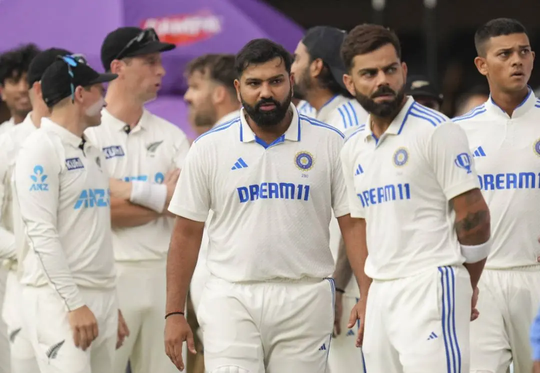 ന്യൂസീലന്ഡിനെതിരായ ആദ്യ ടെസ്റ്റിനിടെ രോഹിത് ശര്മയും വിരാട് കോലിയും | ഫോട്ടോ: പി.ടി.ഐ.