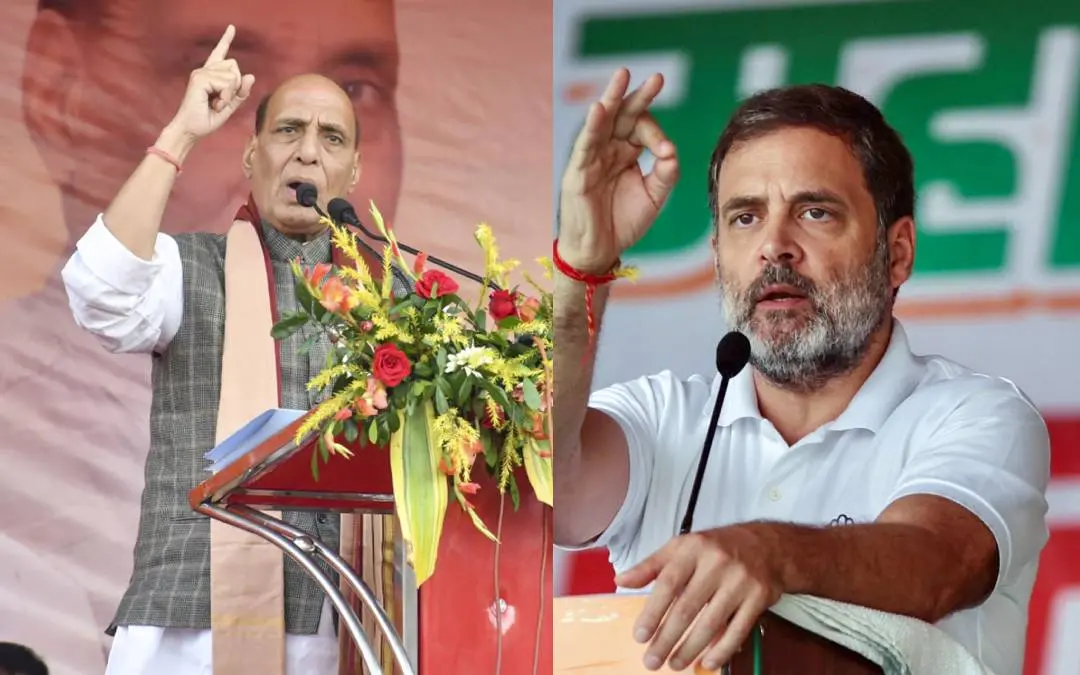 രാജ്‌നാഥ് സിങ്, രാഹുൽ ​ഗാന്ധി | Photo: PTI, ANI
