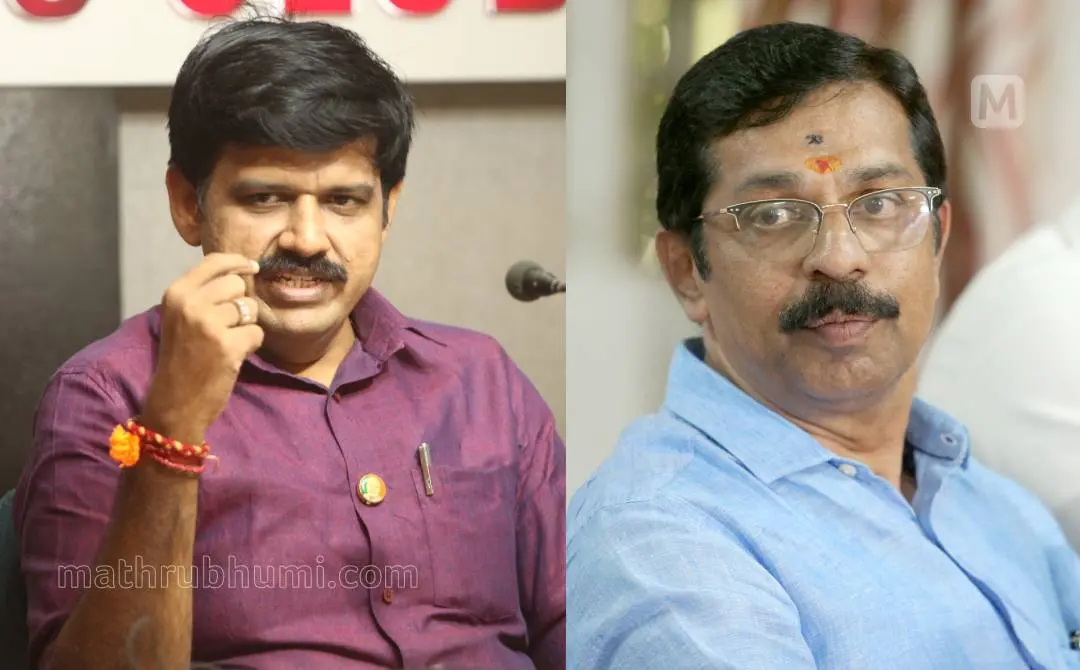 സന്ദീപ് വാര്യർ, സി.കൃഷ്ണകുമാർ | ഫോട്ടോ: അഖിൽ.ഇ.എസ്\മാതൃഭൂമി