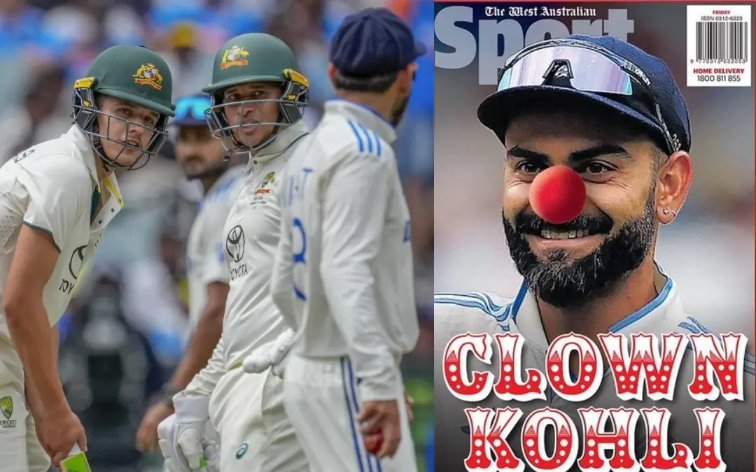 കോലിയും കോണ്സ്റ്റാസും മത്സരത്തിനിടെ,Photo: AP ഓസ്ട്രേലിയന് പത്രത്തില് വന്ന വാര്ത്ത, Photo: x.com/@AkshatOM10