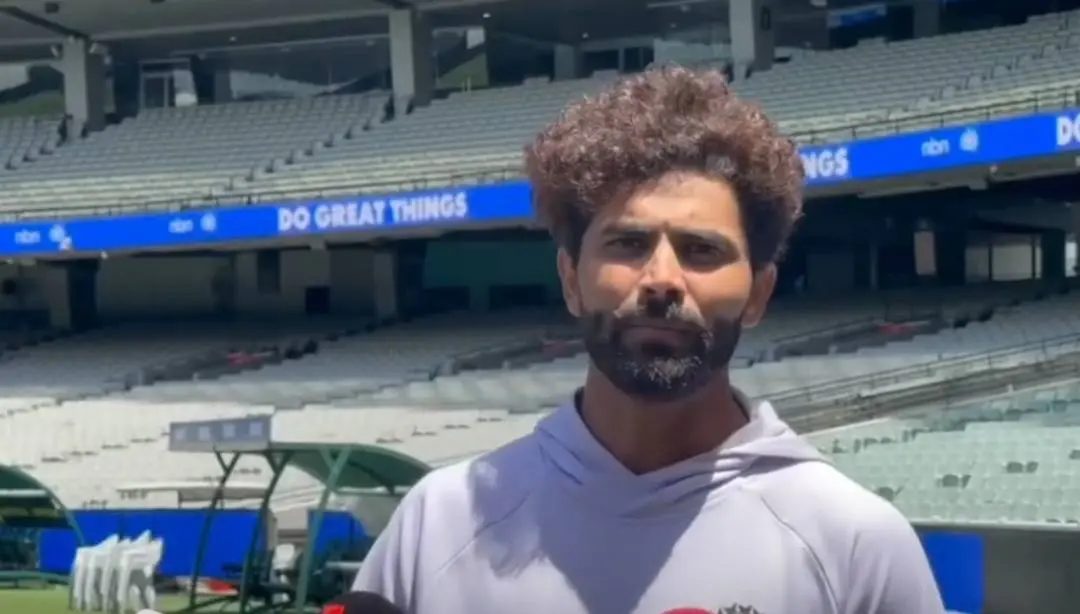 വാര്ത്താസമ്മേളനത്തിനിടെ രവീന്ദ്ര ജഡേജ | Photo: Youtube screengrab