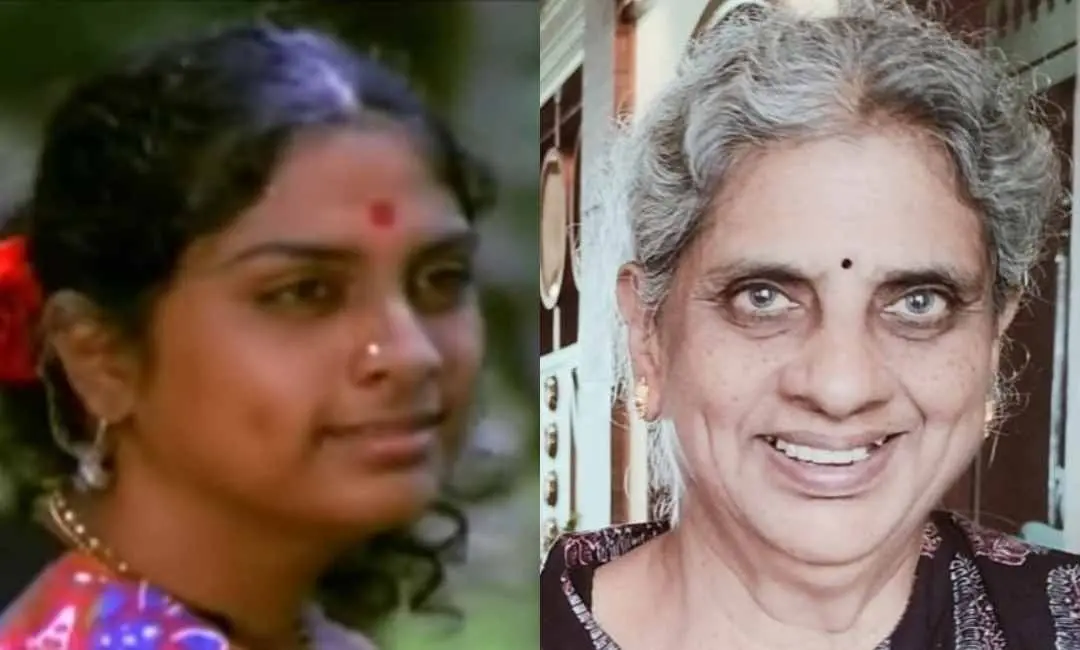 കനകദുർഗ. ഇടതുവശത്ത് നെല്ലിലെ രംഗം. വലത്ത് ഇപ്പോഴത്തെ ചിത്രം