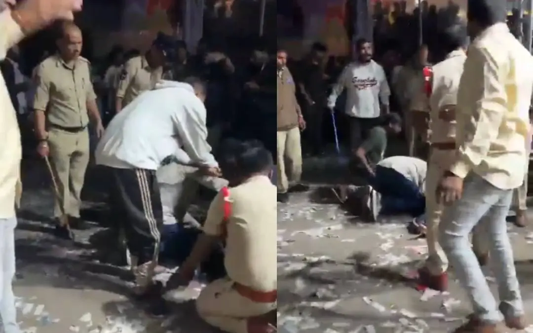 തിക്കിലും തിരക്കിലുംപ്പെട്ട് ബോധരഹിതനായ കുട്ടിക്ക് പ്രാഥമിക ചികിത്സ നൽകുന്നു | Photo:'X'@MUofficial3657