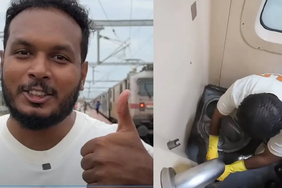 ട്രെയിനിലെ കണ്ടാലറയ്ക്കുന്ന ബാത്റൂംവരെ വൃത്തിയാക്കി കാർത്തിക് സൂര്യ;ഇതാവണം ഇൻഫ്ലുവൻസറെന്ന് അഭിനന്ദനം