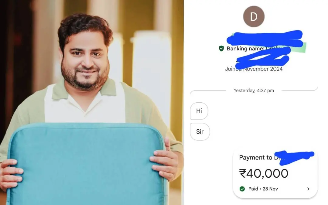നിർമൽ പാലാഴി, പണം നൽകിയതിന്റെ സ്ക്രീൻഷോട്ട് | Photo: Facebook / Nirmal Palazhi