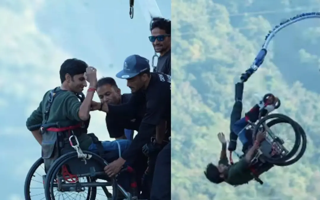 യുവാവ് ബംജീ ജംപിങ് നടത്തുന്ന ദൃശ്യങ്ങള്, Photo: instagram/himalayanbungy