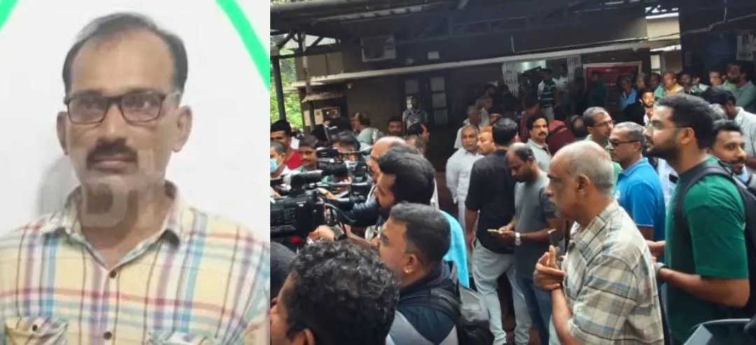 വളപട്ടണം കവര്‍ച്ചാ കേസിലെ പ്രതി ലിജീഷ്, സ്റ്റേഷനില്‍ തടിച്ചുകൂടിയ ജനങ്ങള്‍