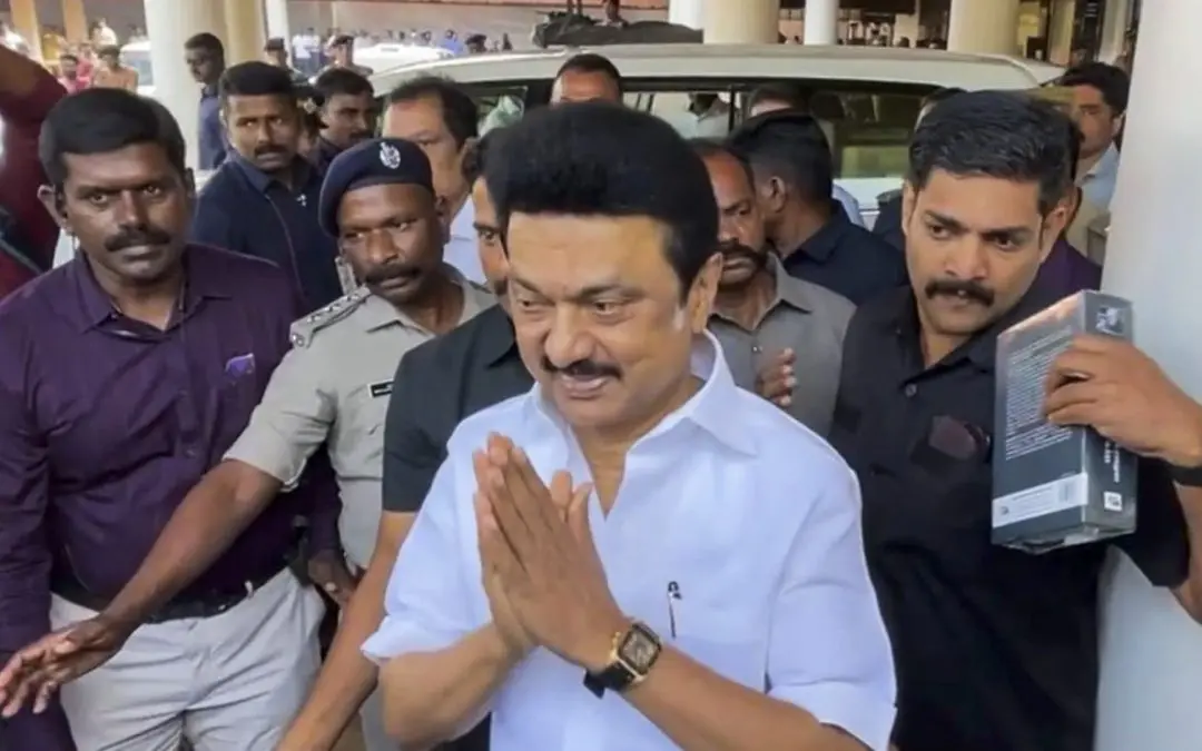 എം.കെ സ്റ്റാലിന്‍ കൊച്ചി അന്താരാഷ്ട്ര വിമാനത്താവളത്തിലെത്തിയപ്പോള്‍, Photo:PTI