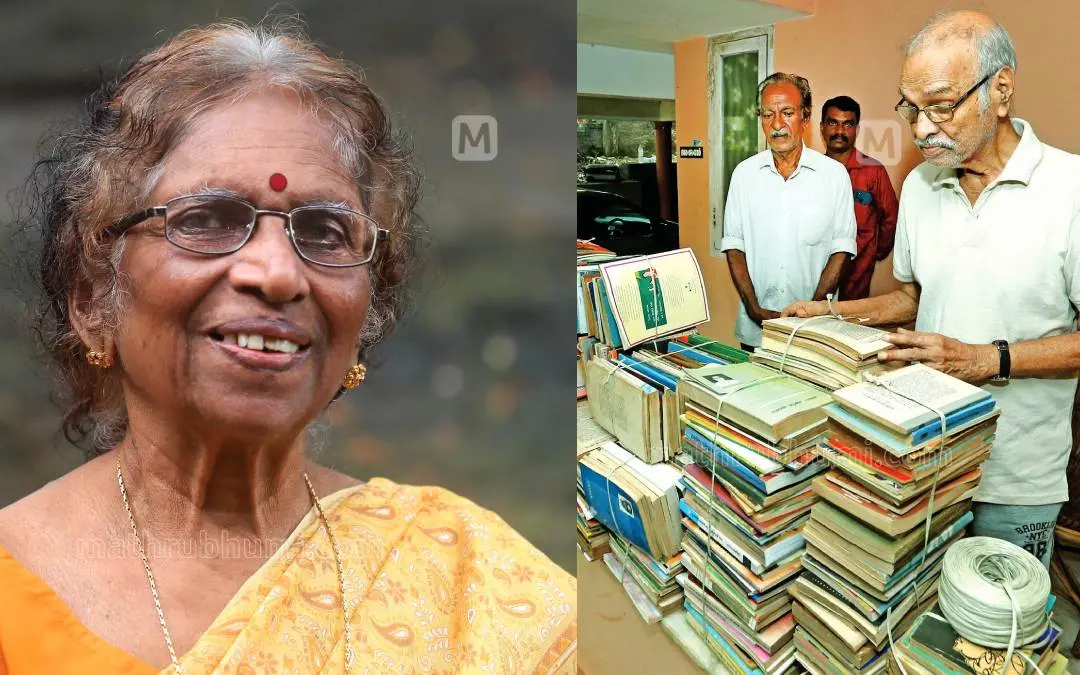 1. പി. വത്സല, 2. പി. വത്സലയുടെ മൂവായിരം പുസ്തകങ്ങളുടെ ശേഖരം ഭർത്താവ് എം. അപ്പുക്കുട്ടി കൈമാറുന്നു. കക്കോടി ഗ്രാമീണ വായനശാലാ സെക്രട്ടറി ഇ. വാസുദേവൻ, കക്കോടി താലൂക്ക് കൗൺസിലർ എം. സുധാകരൻ എന്നിവർ സമീപം.