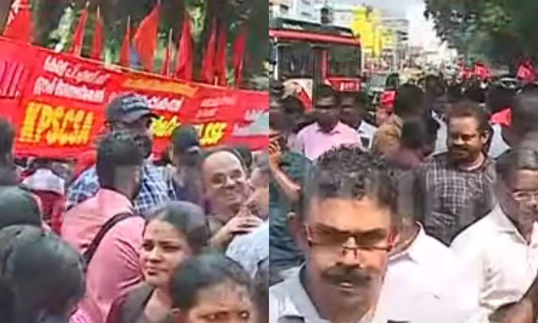 സെക്രട്ടറിയേറ്റിനു മുന്നിൽ നടക്കുന്ന സമരം
