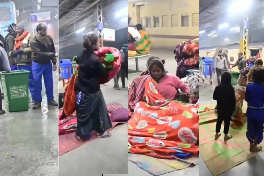 പ്ലാറ്റ്ഫോമില് ഉറങ്ങുന്നവര്ക്ക് നേരേ വെള്ളമൊഴിച്ച് ശുചീകരണ തൊഴിലാളികള്; വീഡിയോ വൈറല്, രോഷം