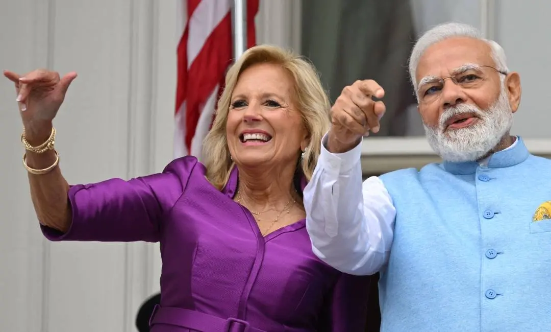 നരേന്ദ്ര മോദിയ്ക്കൊപ്പം ജിൽ ബെെഡൻ| Credits:AFP