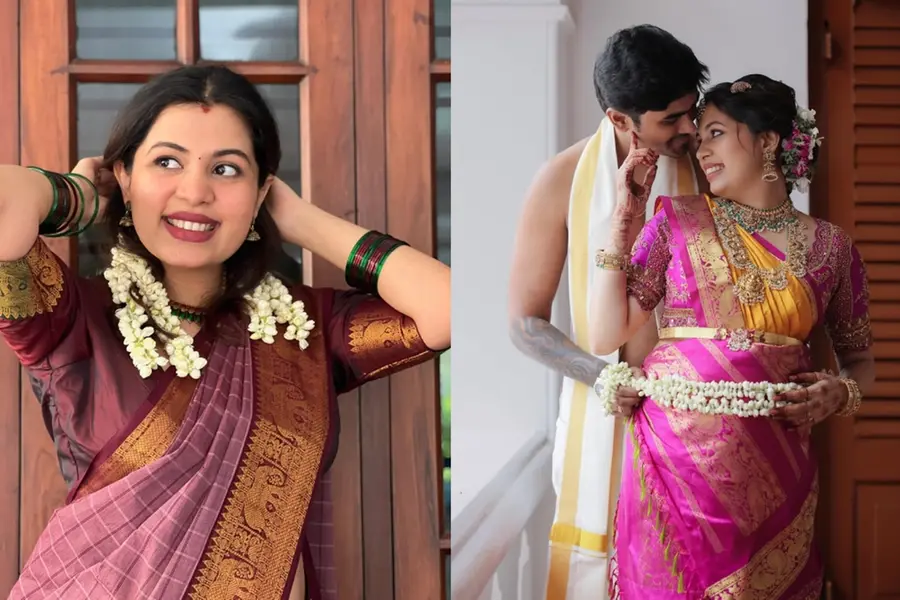 മടിസാർ സാരിയിൽ ദിയ, തറ്റുടുത്ത് വേഷ്ടിയണിഞ്ഞ് അശ്വിൻ; അഞ്ചാം മാസ പൂജയുടെ വിശേഷങ്ങളുമായി ദിയ കൃഷ്ണ